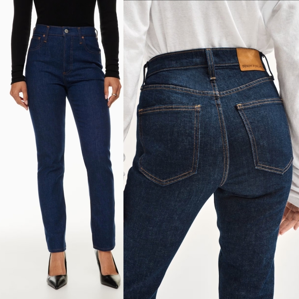 Aritzia Denim ForumThe Yoko High Rise Slim 28L Size 27 Dark Wash